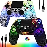 CHENGDAO Controller for PS4, Wireless Controllers for PlayStation 4/Pro/Slim, Remote Control with Adjustable RGB Light/1000mAh Battery/6-Axis Motion Sensor/Double Vibration/3.5mm Audio Jack, 2 Pack