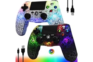 CHENGDAO Controller for PS4, Wireless Controllers for PlayStation 4/Pro/Slim, Remote Control with Adjustable RGB Light/1000mAh Battery/6-Axis Motion Sensor/Double Vibration/3.5mm Audio Jack, 2 Pack