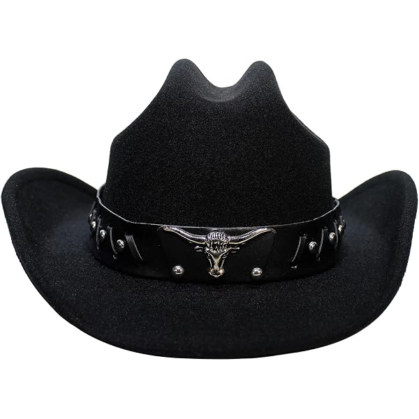 CXQRR Classic Black Western Felt Roll Up Brim Cowboy and  display picture 1