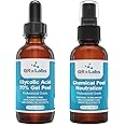 QRxLabs 70% Glycolic Acid Gel Peel & Neutralizer Set - Professional-grade skincare for acne, wrinkles, collagen boost - 1 fl oz & 2 fl oz bottles