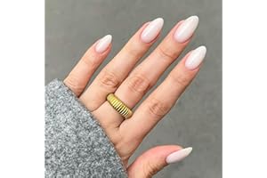 Modelones Milky White Press on Nails Almond, Short Almond Fake Nails, Reusable Nail Kit with Nail Glue Adhesive Tabs Mini Nail File, Nails Press Ons 32Pcs 16 Sizes, Women Girl Gift