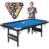 Goplus 6 FT Folding Pool Table, 76 Inch Portable Billiard Tables for Adults W/Foldable & Locking Legs, Adjustable Feet, Full 
