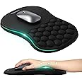 TECKNET Ergonomic Mouse Pad with Wrist Rest, Soft Mousepad with Massage Design, Memory Foam and Non-Slip PU Base for Pain Rel