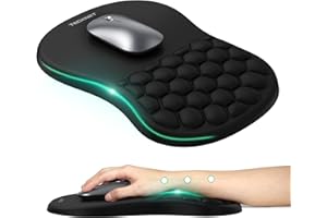 TECKNET Ergonomic Mouse Pad with Wrist Rest, Soft Mousepad with Massage Design, Memory Foam and Non-Slip PU Base for Pain Rel