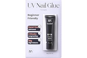 Five Angeles Tipex UV Gel Nail Adhesive, 30g Solid for Soft Acrylic Tips, Long Lasting Strong Bonding for 28+ Days, Large Volume Tube, Rhinestone Glue for Nail Art