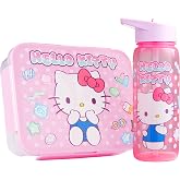 Get Trend Hello Kitty 2Pc Kids Lunch Box Set with 3 Compartment Bento Box &amp; 21.6 fl oz Water Bottle with Straw, Lightweight BPA-Free Leak Proof, Kawaii Gifts for Girls (Pink Hello Kitty)