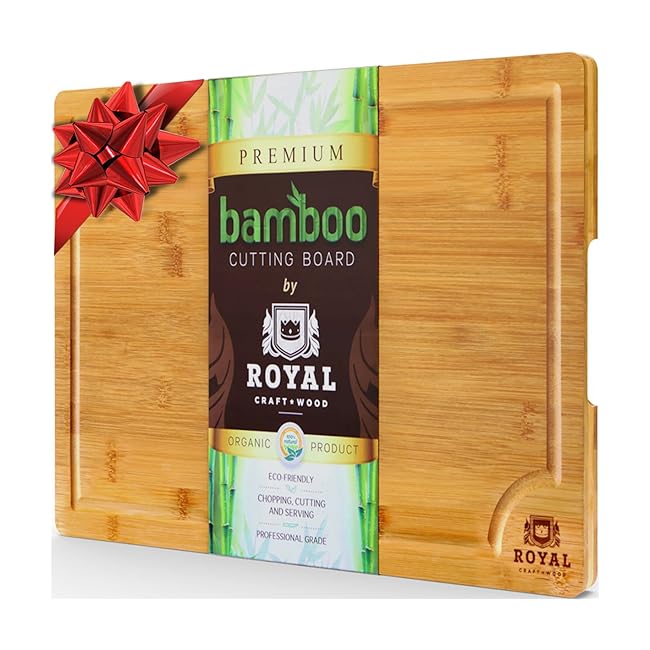 EXTRA LARGE Organic Bamboo Cutting Board with ...