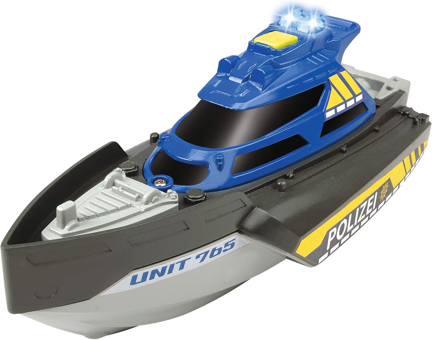 Dickie Toys - Special Forces Patrol, barca giocattolo, unità speciale, barca della polizia con cordino, luce e suono, batterie incluse, 24 cm, per bambini di età superiore ai 3 anni