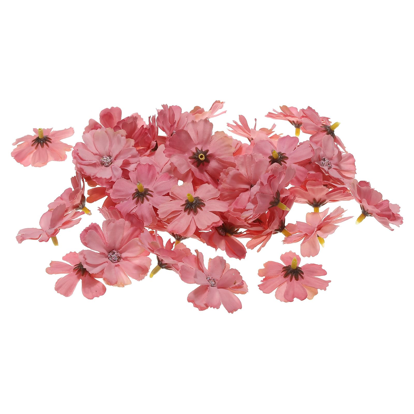 PATIKIL Fake Flower Heads for Crafts, 30 Pcs Faux Flower Bulk Mini Artificial Silk Flowers Embellishments Cherry Blossom for Wreath Wedding Party Decoration, Rose Red