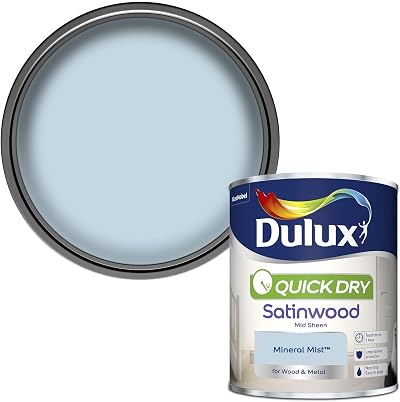 Dulux Quick Dry Satinwood Paint 750ml Mineral Mist Wood Metal Water Based No