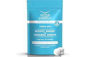 Viter Energy 40mg Caffeine Mints - Sugar Free, B Vitamins, Vegan, Boosts Fast Energized Alert Focus, Caffeinated Nootropic Supplement Pills (Wintergreen Flavor, 8oz, Bulk Bag)