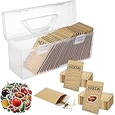 Ovveroche Plastic Clear Seed Storage Organizer Box with Handle, 1 Seed Saving Packet Container Box with 200 Envelopes and 50 Stickers for Plant Flower Vegetable Garden Lover Gifts