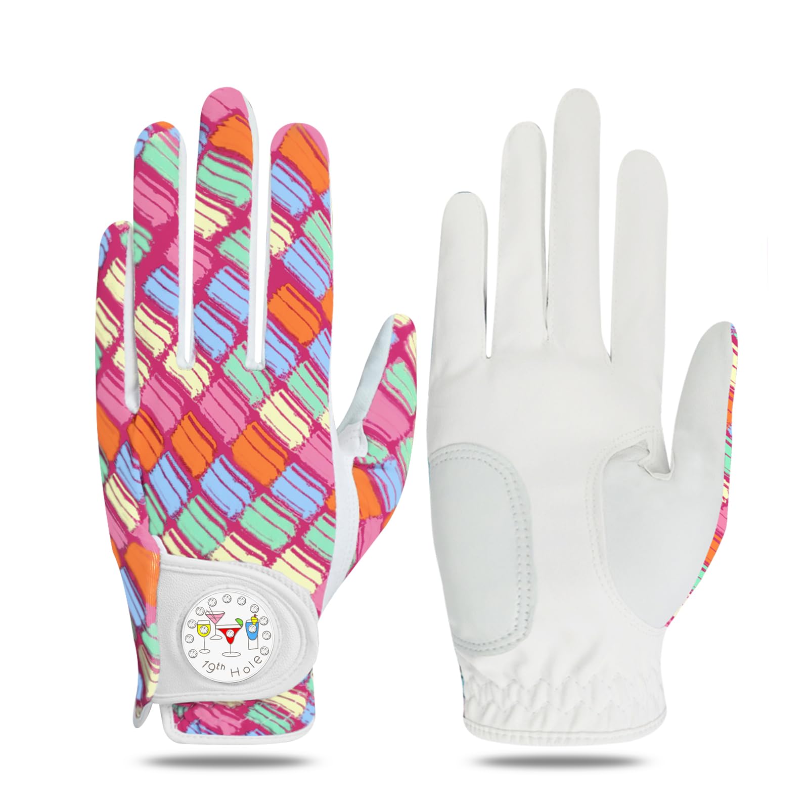 FINGER TEN Women's Golf Gloves - Right & Left Handed, Breathable, All Weather Soft Grip, Anti Slip, Red, S