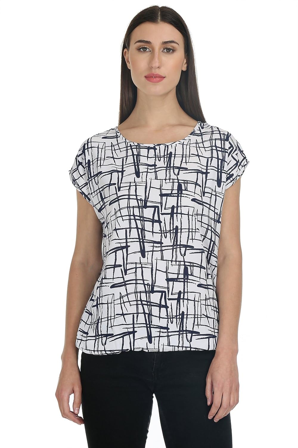deewa white lined printed top