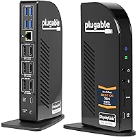 Plugable 13-in-1 USB C Docking Station 4K Triple Monitor with 100W Power Delivery | USB C Dock for Windows, Mac, ChromeOS, Th