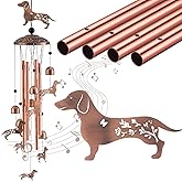 Briwooody Dachshund Dog Wind Chimes Decor for Outside Garden Weiner Dog Gifts for Women 36 Inch Metal Windchimes with 4 Aluminum Tubes Memorial Wind Catcher for Patio Lawn Yard Decor
