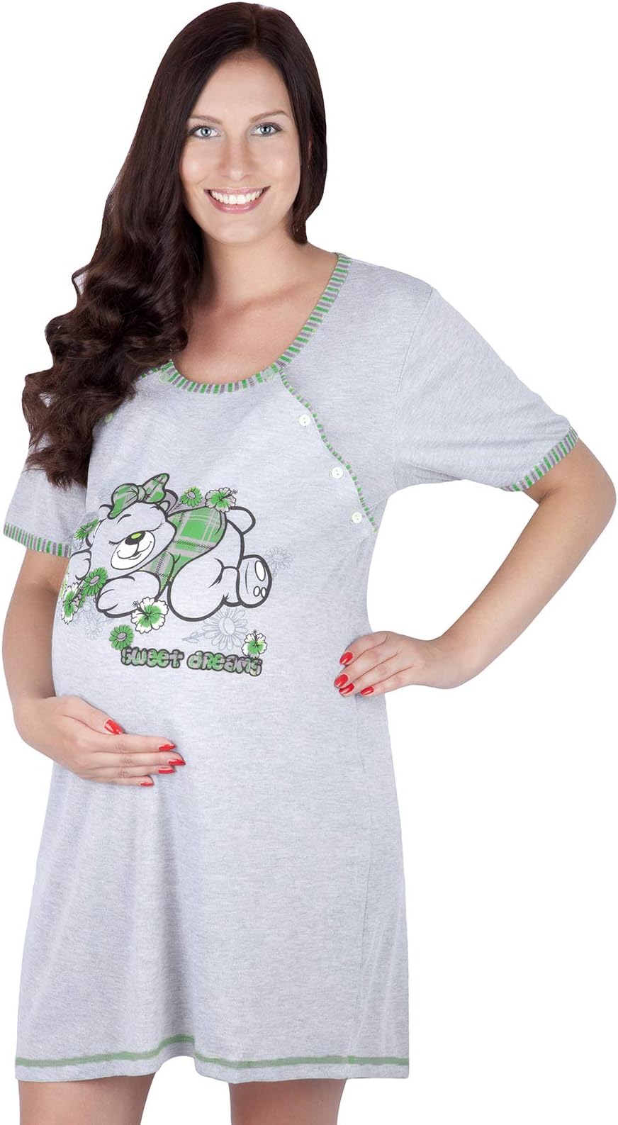 Mija - 2 in1 Maternity & Nursing/Breastfeeding 100% Cotton Nightdress 2055 U