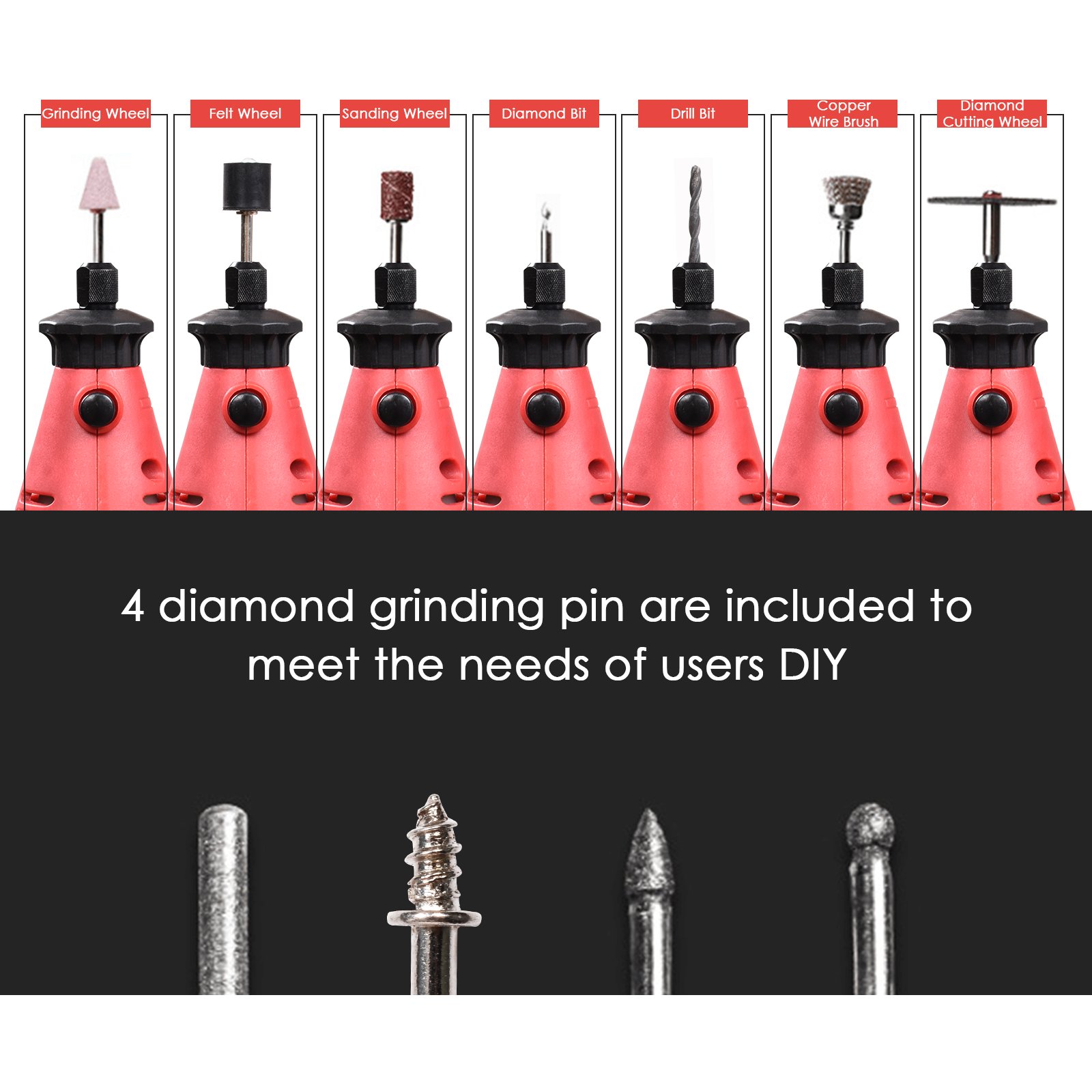 WORKSITE EDG110 Multi Purpose Rotary Tool With 7-Speed,8000-30000RPM,1/8-Inch Collet, Magnet Wristband, 100 Pcs Rotary Mixed Accessory Kit in Storage Case