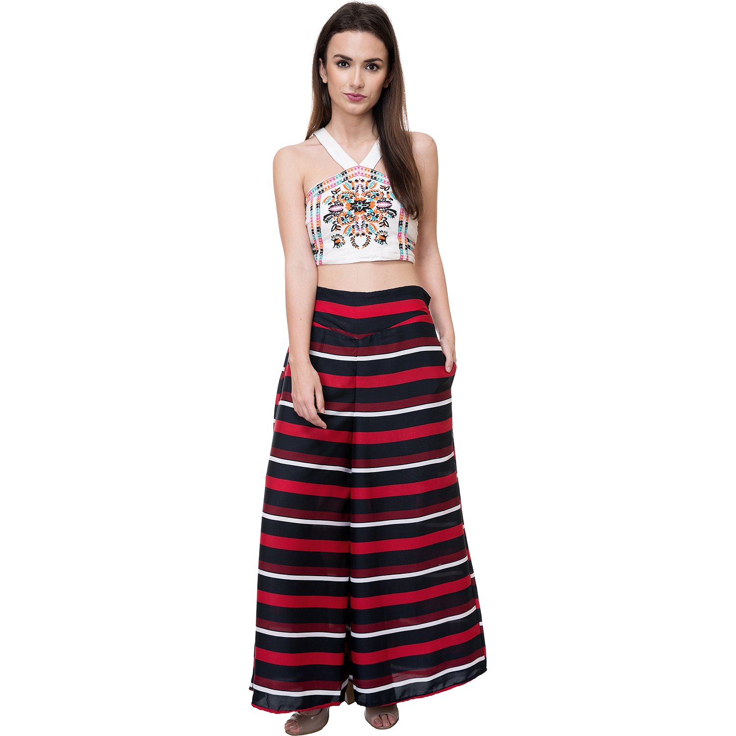 tashi printed poly crepe stylish plazzo for women pack of 2