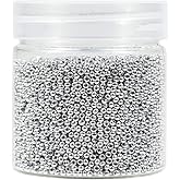 Bala&Fillic 2mm Round Size Almost Uniform Silver Color Seed Beads About 10000pcs /110 Grams in Box,12/0 Small Glass Seed Beads for Jewelry Making, Hole 0.6mm (Silver)