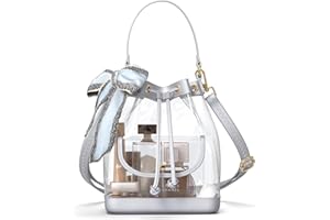 Missnine Clear Bag for Stadium Approved, Clear Crossbody Bucket Bag Transparent PVC Purse for Women, Concert Stadium Events