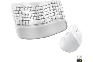Logitech Wave Keys & Lift Vertical Mouse - Ergonomic Wireless Keyboard and Mouse Combo - with Cushioned Palm Rest, Easy-Switc