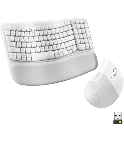 Logitech Wave Keys for Mac + Lift Vertical Mouse for Mac, Wireless