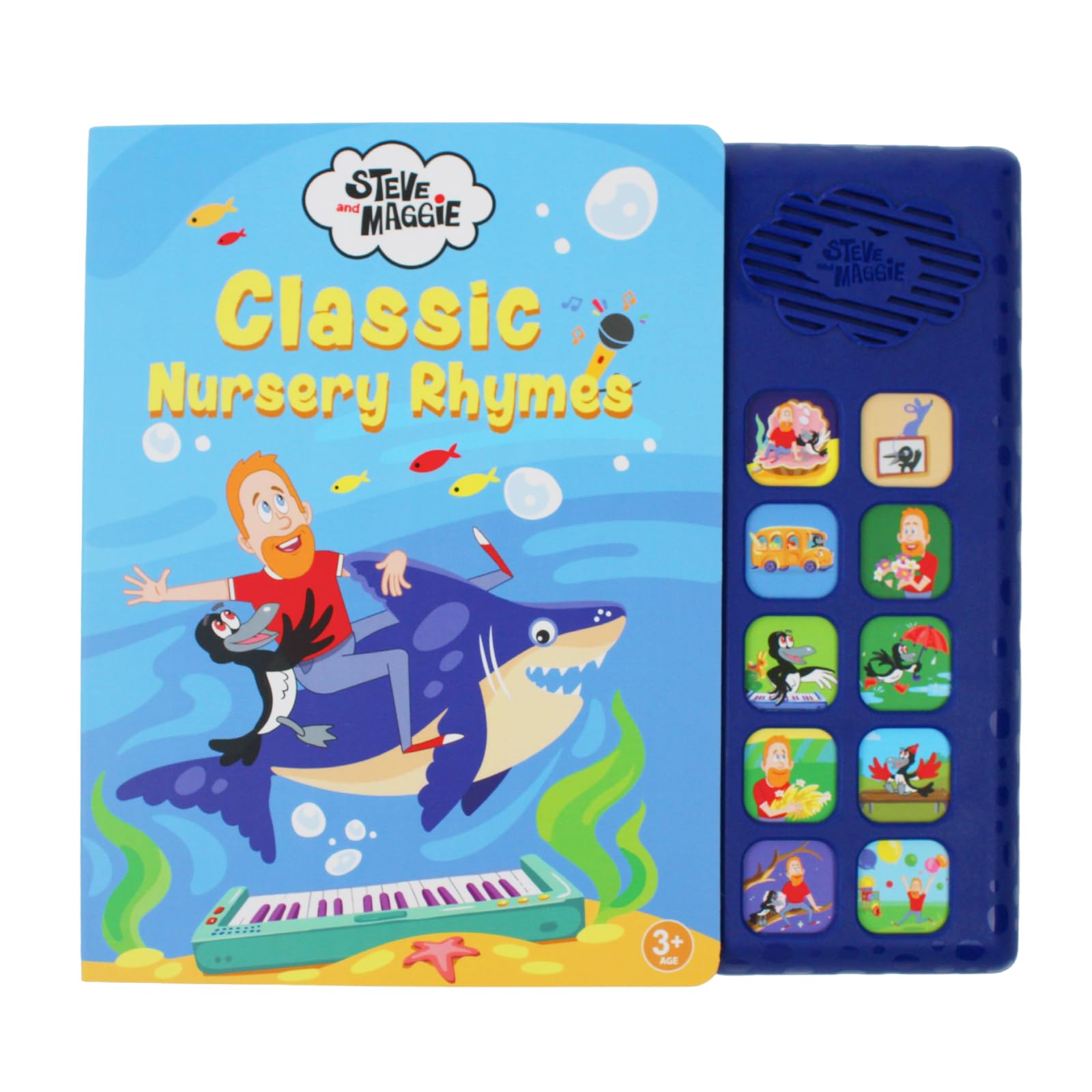 Steve and Maggie Nursery Rhymes Sound Book, Interactive Children’s Books with 10 Sing-Along Songs, Baby Shark, Wheels on the Bus, Old MacDonald, Finger Family & More, Musical Toys for Ages 3-5