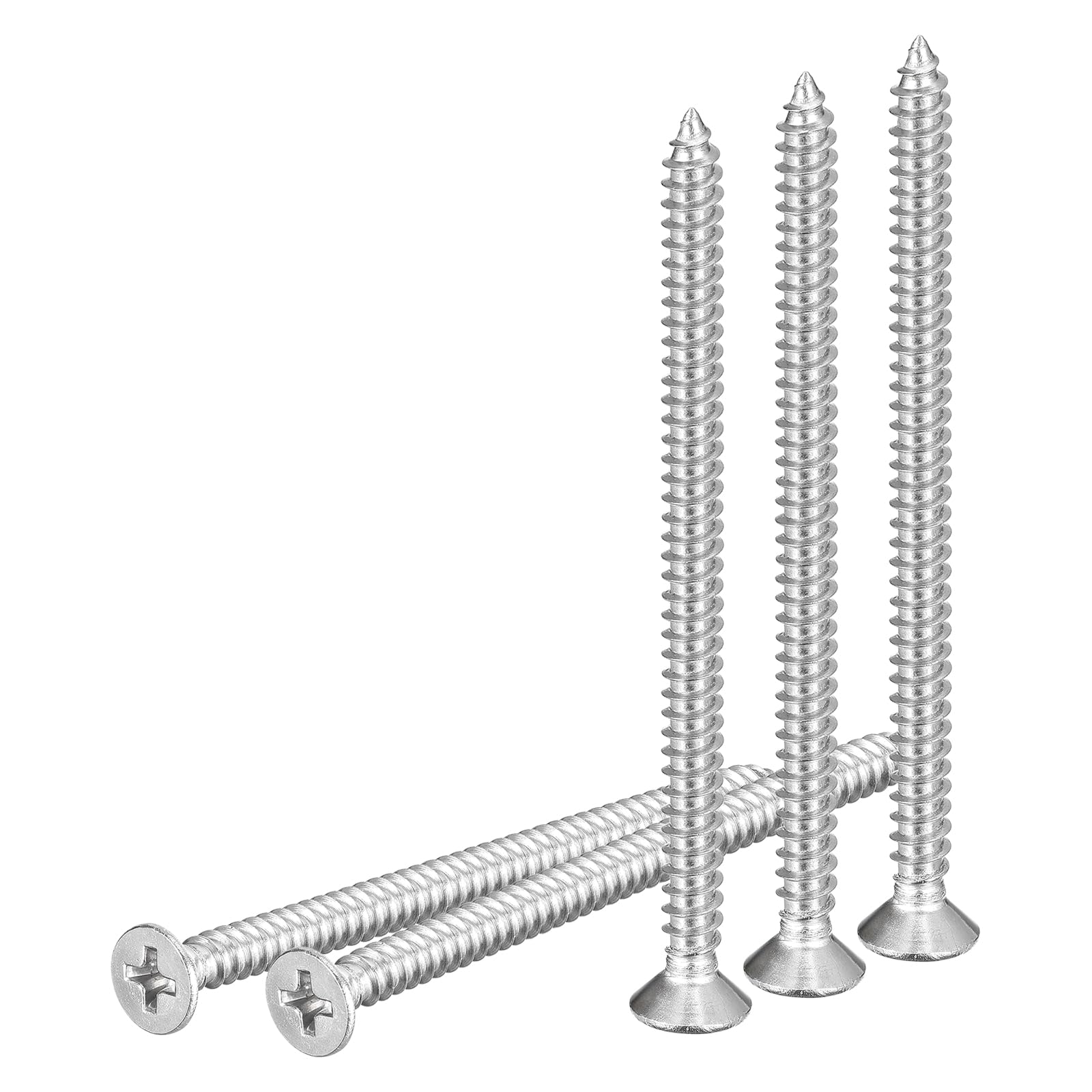 DTGN 50Pcs #8x2-1/2" Flat Head Wood Screws, 304 Stainless Steel Phillips Self Tapping Screws - Good for Woodworking, Furniture - Silver — image 1