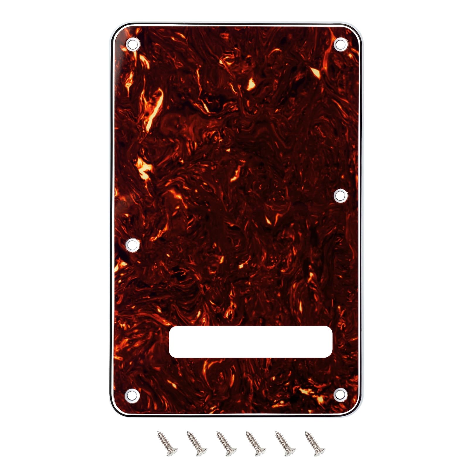 Banworks Electric Guitar 4 Ply Backplate 6-Hole Trem Tremolo Cover for USA/Mexican Standard Strat ST JT/HGB-01 Dark Brown Tortoiseshell