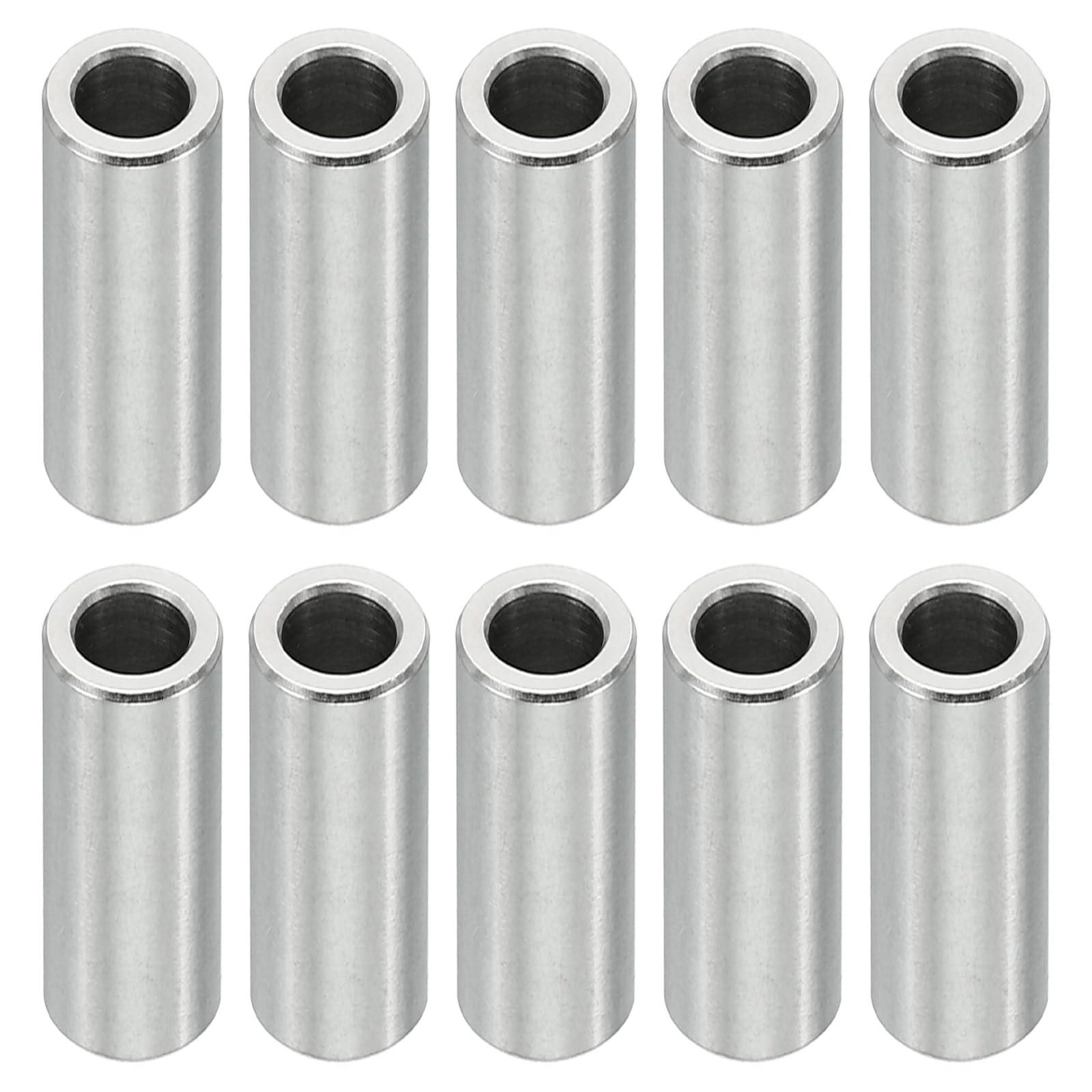 PATIKIL M5 Stainless Steel Spacers, 10 Pcs Metal Spacer Stainless Steel 5.1mm ID x 8mm OD x 20mm L Stainless Steel Spacer Screw Standoff Round for 1/5inch or M5 Screw Bolts