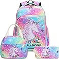 BTOOP Girls Backpack Kids Boys Elementary Bookbag Girly School Bag with Insulated Lunch Tote and Pencil Pouch