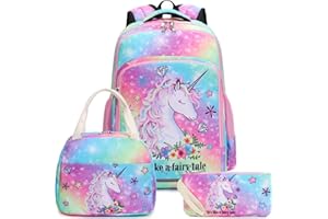 BTOOP Girls Backpack Kids Boys Elementary Bookbag Girly School Bag with Insulated Lunch Tote and Pencil Pouch