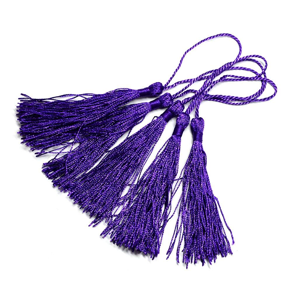 50 x Violet Purple Silky 13.5cm Crafts Making Tassels - Bookmarks, Scrapbooking and Cardmaking