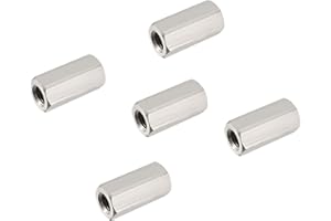 Smartsails 5PCS M6 X 1-Pitch 10mm Length 304 Stainless Steel Metric Hex Coupling Nut