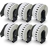 BETCKEY - Compatible Continuous Labels Replacement for Brother DK-2214 (0.47 in x 100 ft), Use with Brother QL Label Printers [6 Rolls]