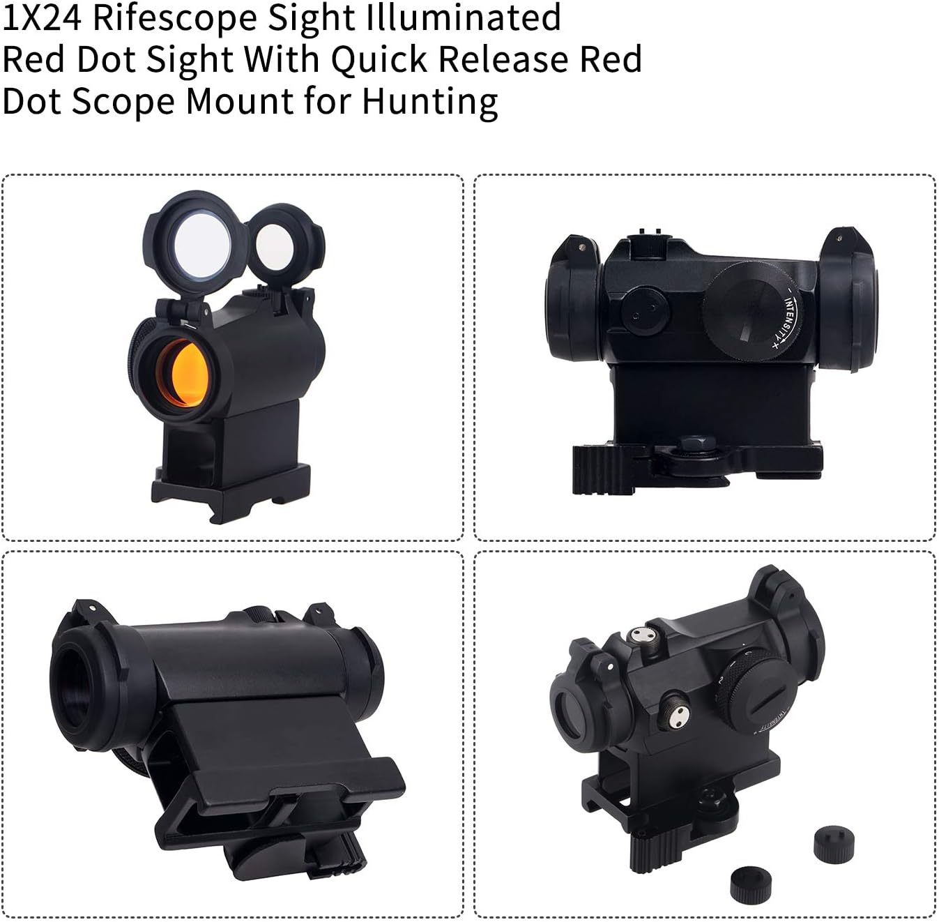 ToopMount Optical Scope Illuminated Red Dot Sight Telescope 1X24 mm Waterproof Aluminum Anti-Reflex Optical Coating Adjustable Scopes for Outdoor Sporting Games - Image 3
