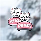 2 Pack Student Driver Magnet 2.0" x 2.4" – Cute Crying Cat Design with Please Be Patient – Student Driver Magnet Funny for New, Teen, and Learner Drivers – Small Cat Sign, New Car Decor