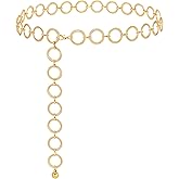 SUOSDEY Gold Silver Waist Chain Belt for Women,Fashion Metal Adjustable Chain Belts for Dresses
