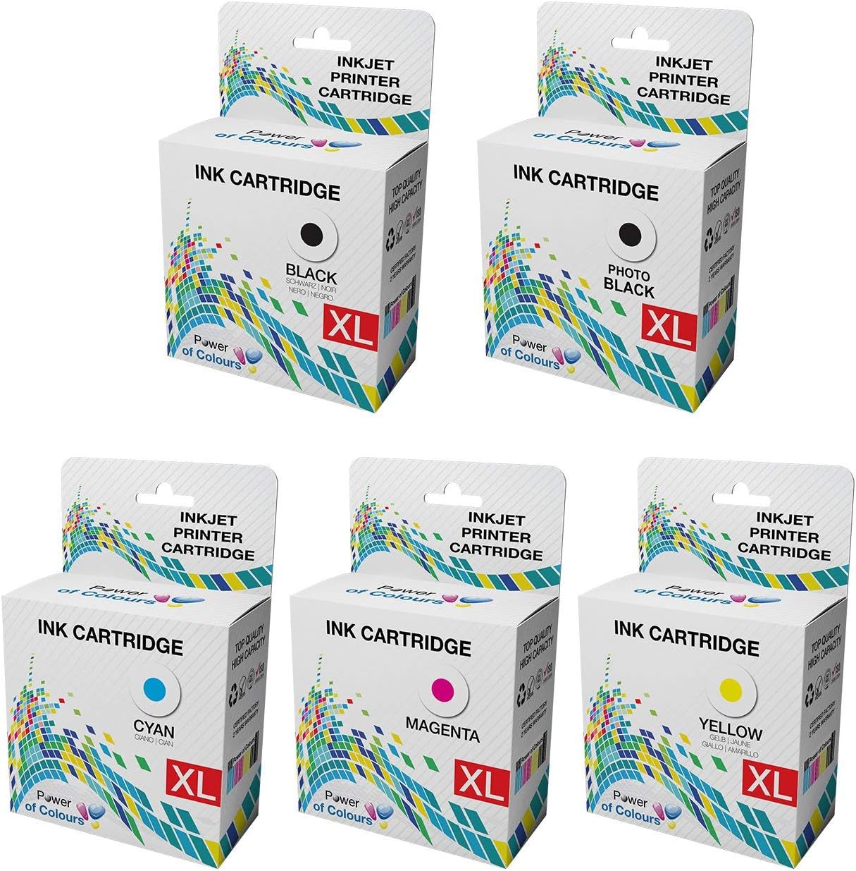 [FULL SET] = 5 Ink Cartridges Replacement for Epson Expression Premium XP-510, XP-520, XP-600, XP-605, XP-610, XP-615, XP-620, XP-625, XP-700, XP-710, XP-800