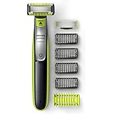 Philips Norelco OneBlade Face + Body Hybrid Electric Trimmer and Shaver, Black/Green/Silver, QP2630/70