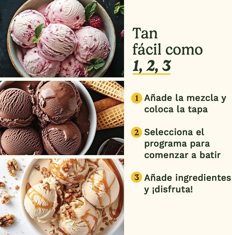 FreezeEase – Máquina Automática de Gelados; 3 Programas: Gelado, Sorvete, Iogurte; Sem pré-congelação; Pronto em 40 minutos; Função de retenção a frio, compressor de 950ml (Novo)