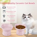MEETOZ Ceramic Elevated Cat Bowls Pink Raised Food Water Dish Whisker Friendly view 6