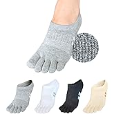 soxsense Cushion No Show Toe Socks For Women Five Finger Socks Low Cut Athletic Running Socks 4 Pairs
