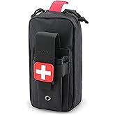 Tactical MOLLE Medical Pouch, Rip-Away EMT First Aid Pouch IFAK Trauma Kit Everyday Carry Survival Bag Include Cross Patch
