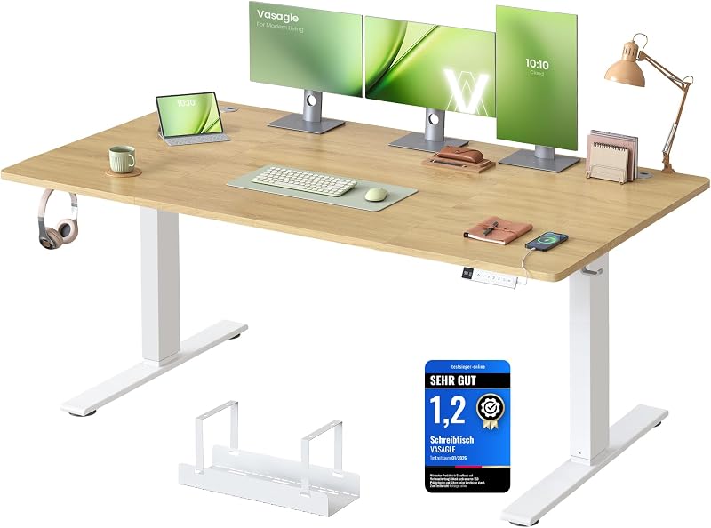 Höhenverstellbarer Schreibtisch, mit USB-C, 180 x 80 cm