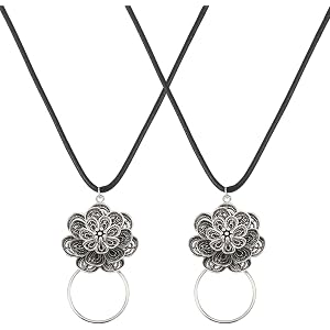 beinkmake 2pcs Necklace Ring Glasses Holder Flower Eyeglass Ring Holder Loop Chain Reading Glasses Necklace for Women Men