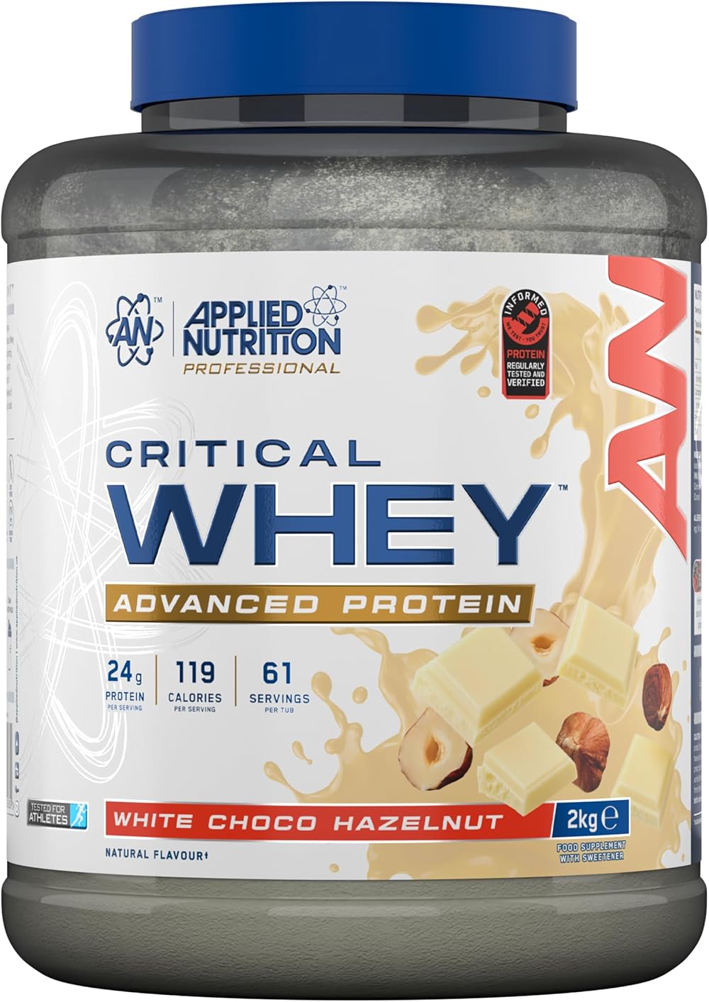 Applied Nutrition Critical Whey Protein Powder 24g per Serving 2Kg White Choco