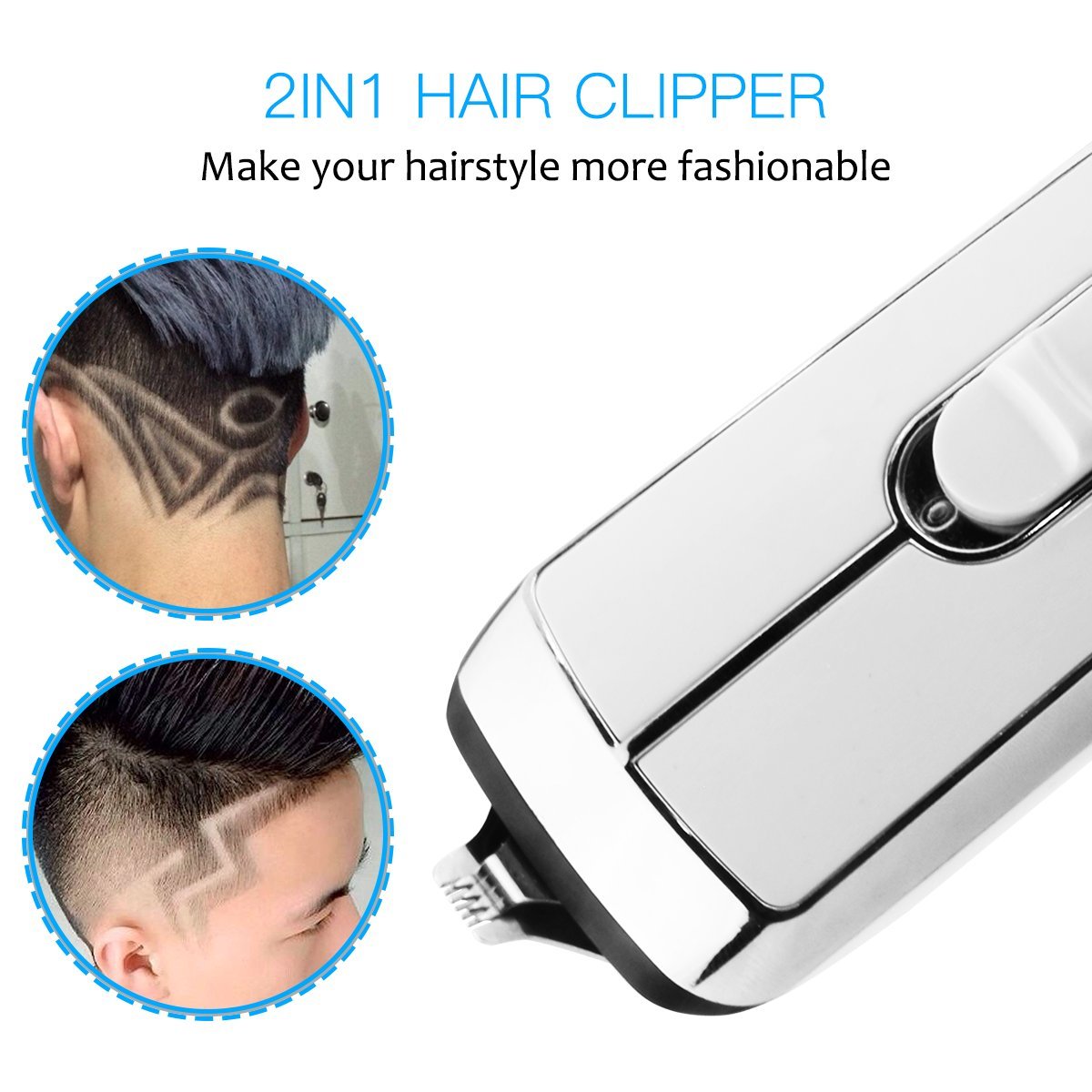 Dr.HeiZ Professional Hair Clippers-Rechargeable Haircut Kit,Wireless Fashion Hair cutting,Hair Trimmers for kids and adults(White)
