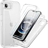 ouyncase Compatible with iPhone 16e Case with HD Screen Protector, Heavy Duty Shockproof [3 in 1] Clear Phone Cases for iPhone 16e 6.1" (Clear)